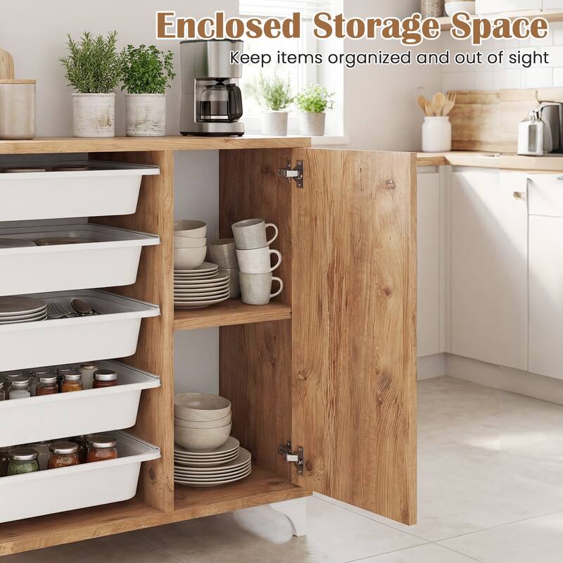 Gymax Buffet Cabinet Sideboard w/ Storage Coffee Bar Cabinet w/ 5