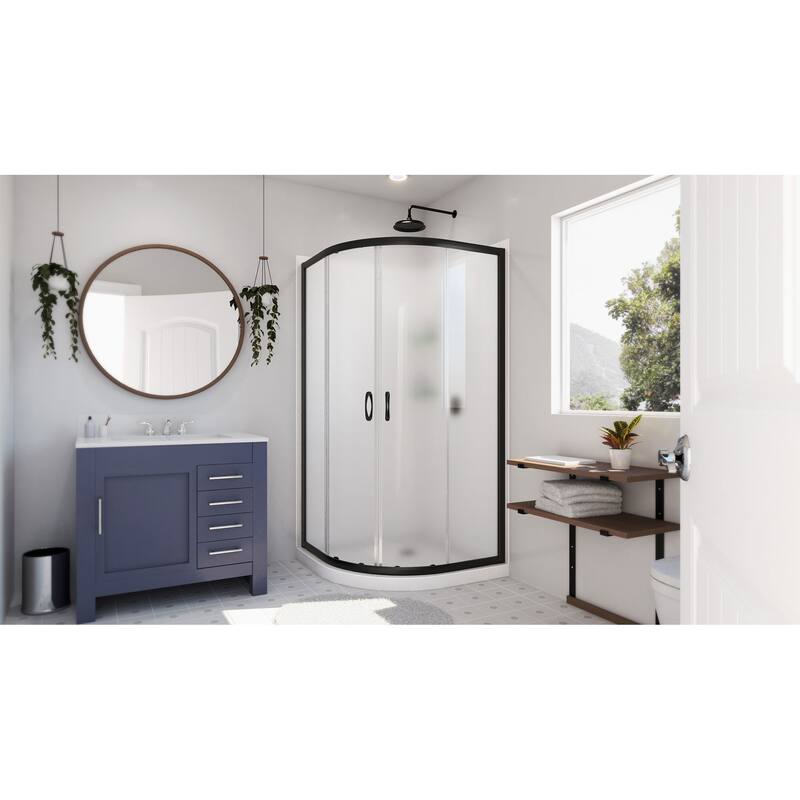 DreamLine Prime 36 in. x 36 in. x 76 3/4 in. H Shower Enclosure, Shower Base and Acrylic Backwall Kit - 36" x 36" - 36" x 36"