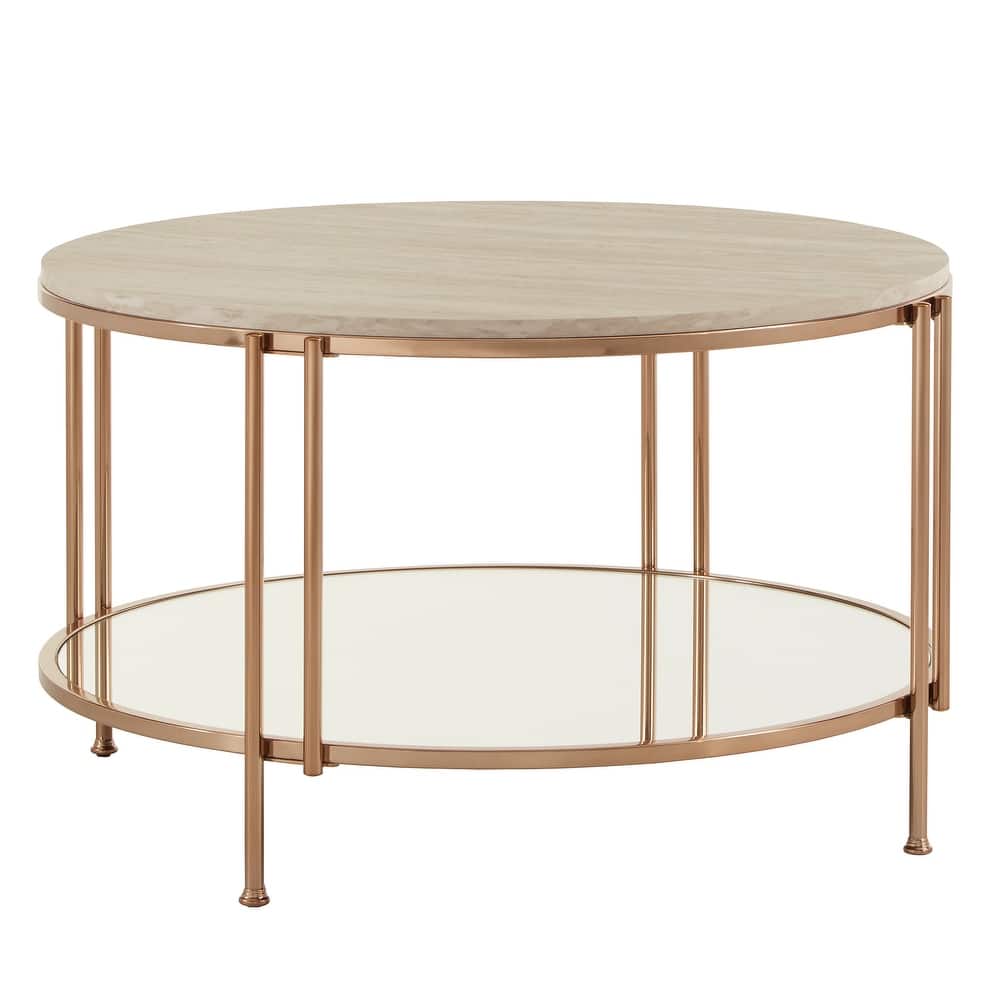 Celsus Champagne-gold Table Collection with Faux Marble Top by iNSPIRE Q Bold