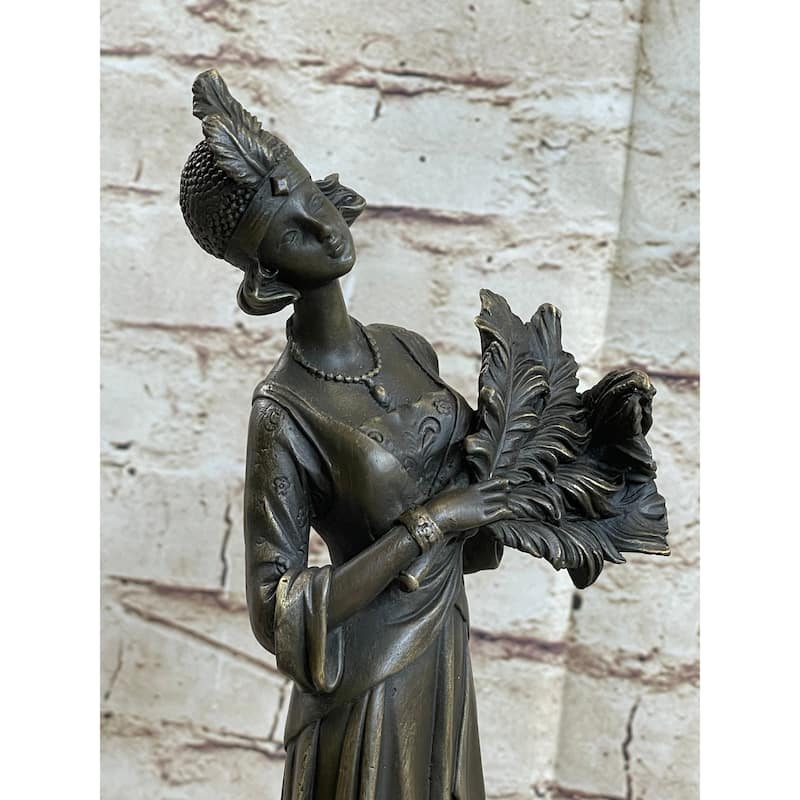 Signed Original Kin 1920 Art Deco Style Woman Bronze Sculpture Figurine