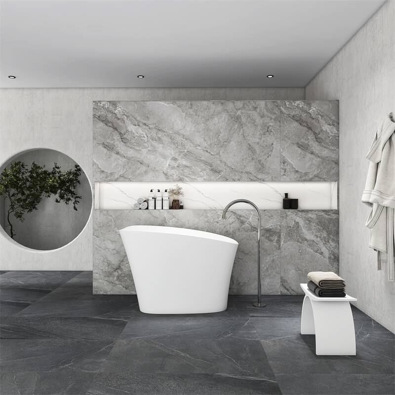 66.9 inch Freestanding Solid Surface Soaking Bathtub for Bathroom