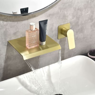 Wall Mounted Waterfall Bathroom Sink Faucet Waterfall Single Handle Bathroom Faucet Two Hole Modern Bathroom Basin Vanity Faucet