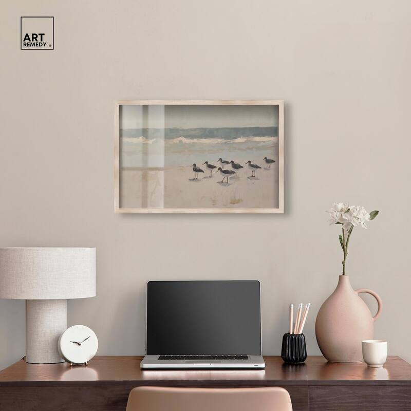 Seagulls at the Beach II Shadowbox by Art Remedy
