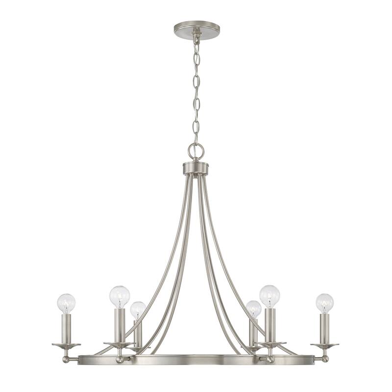 6-Light Hanging Chandelier - Brushed Nickel