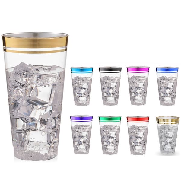 16 Ounce Clear Disposable Plastic Party Cups 2 Line Rim (100 Cups) - Bed  Bath & Beyond - 38377497