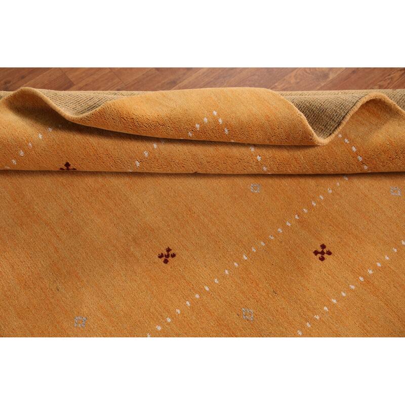 Gold Animals Gabbeh Indian Rug Handmade Wool Carpet - 4'8" x 6'3"