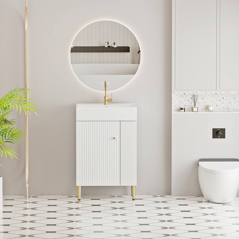 GDFStudio - Oliver 21.6" Open-Shelving Bathroom Vanity with Soft-Closing Door & Ceramic Sink