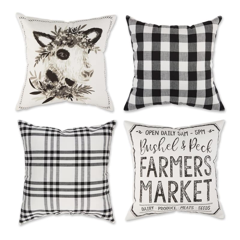 Farmhouse Pillow Cover 18x18 (Set of 4) - Cow Farmer's Market
