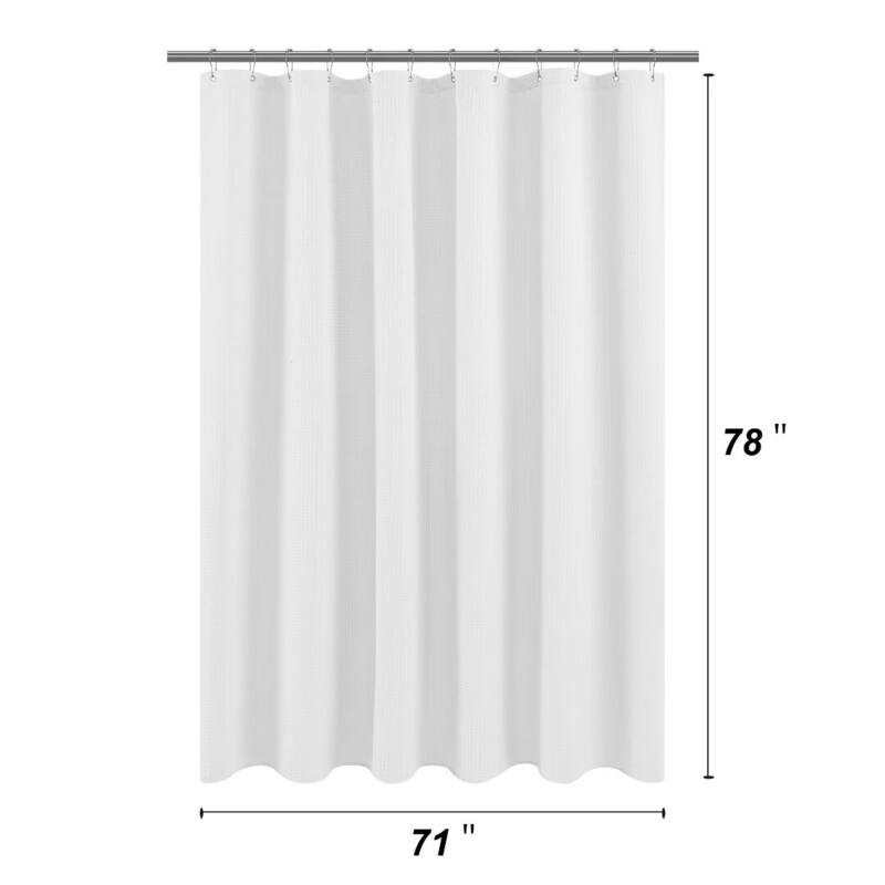 Dobby Waffle Shower Curtain with 12 Metal Hooks