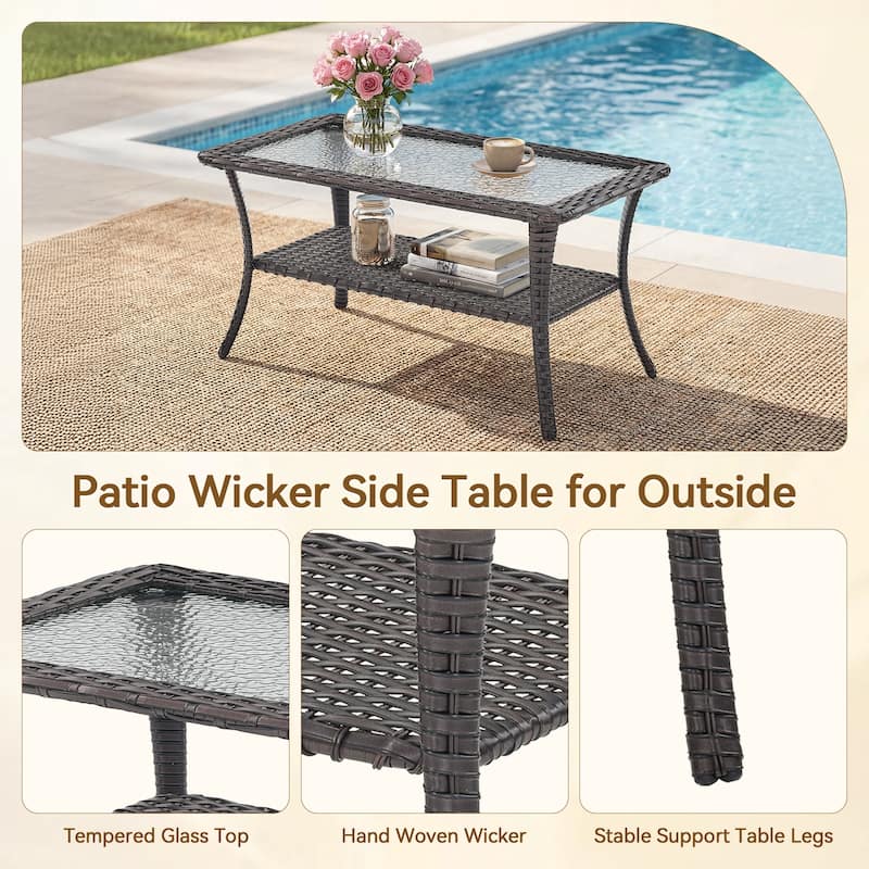 Pocassy Outdoor Patio Wciker Sofa Furniture Set of Chair Table.