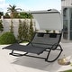preview thumbnail 23 of 37, Outdoor Double Chaise Lounge Chair Rocking Lounger with Sunshade Canopy - 54.5"W*67.3"D*65.7"H