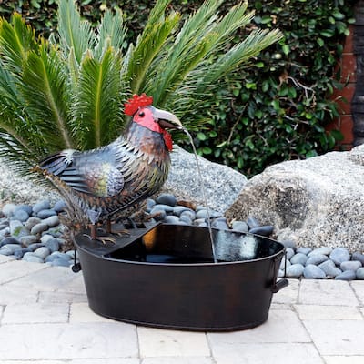 Alpine Corporation 20" Tall Indoor/Outdoor Metal Animal Yard Statue Decoration