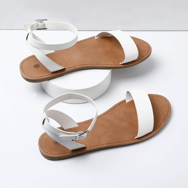 adjustable buckle strap flat sandals
