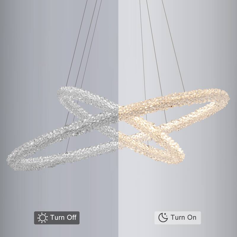 Modern Gold 2-Tier Crystal LED Chandelier, Dimmable Light - Dia.31.5-in