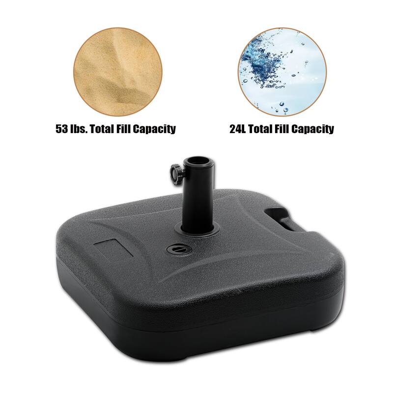 VredHom 53lb Heavy Duty Fillable Umbrella Base - 17.7" L x17.7" W x 14.6" H