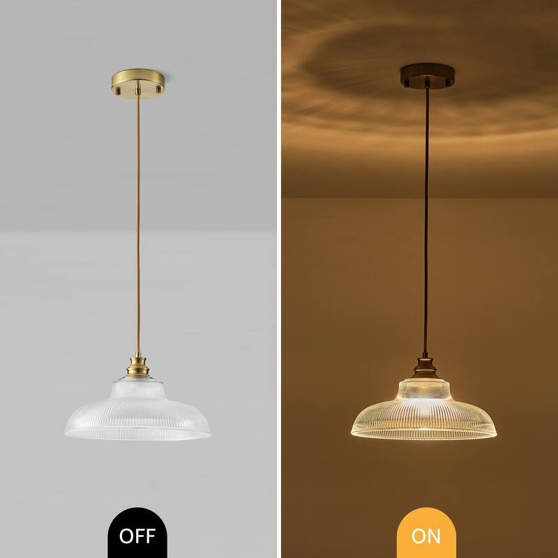 Starsky 1-Light Farmhouse Dome Ribbed Glass Texture Single Pendant