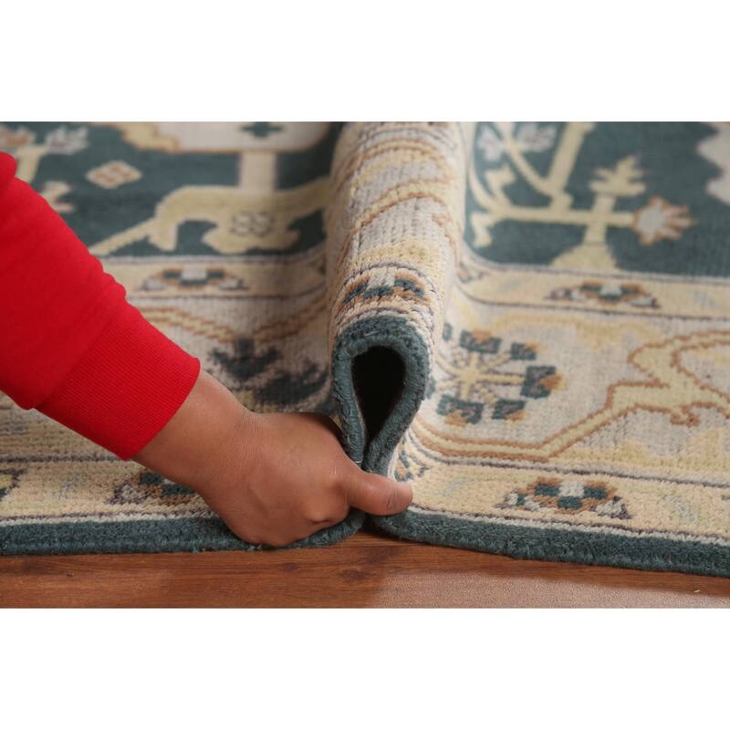 Green Oushak Indian Runner Rug Handmade Wool Carpet - 6'0" x 17'9"