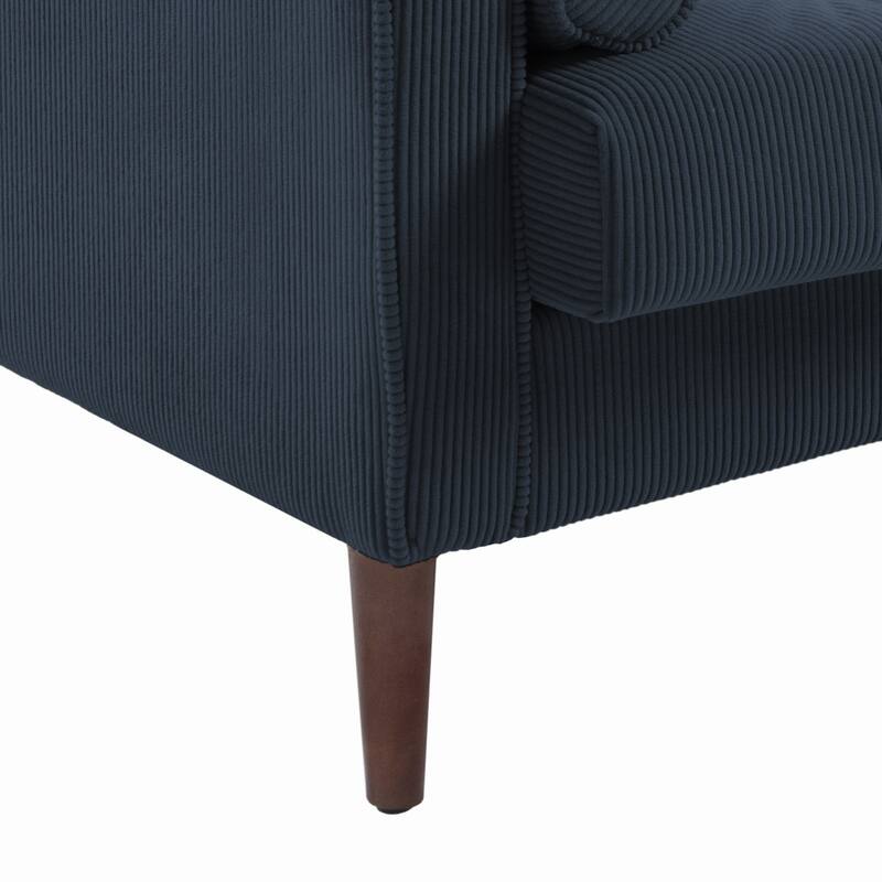 Corduroy Upholstered Armchair with Bolster Pillows Set of 2