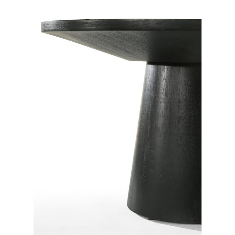Yuvi 22 Inch Side End Table, Round Top, Pedestal Base, Ebony Black Finish