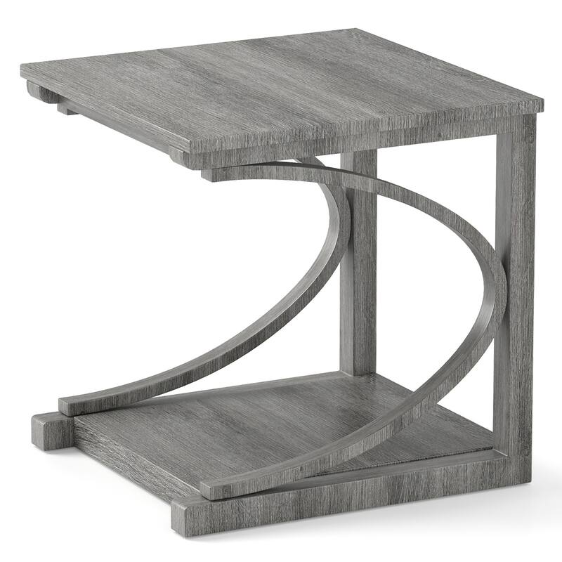 Gymax 24'' Side End Table w/ Storage Shelf & Rubber Wood Frame for