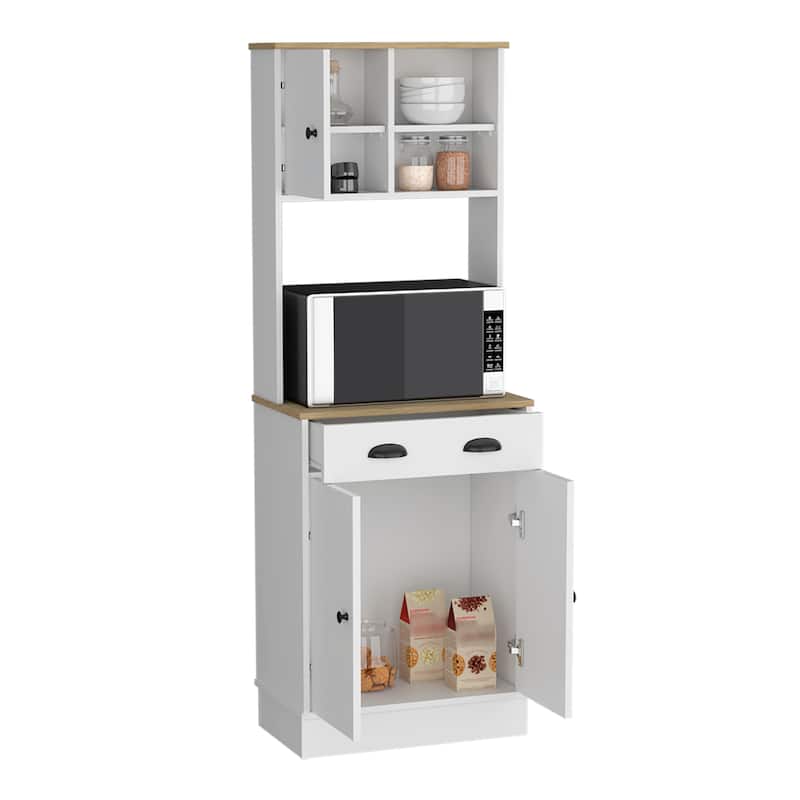 Kitchen Pantry with 3-Doors Cabinet and Drawer for Kitchen