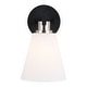 preview thumbnail 10 of 13, Vermont Matte Black and Satin Nickel Bathroom Vanity Lighting Fixture, Etched White Glass Shade, Dimmable, LED Compatible Wall