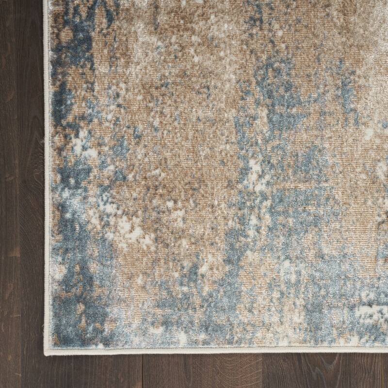 Fabi Power Loomed Distressed Abstract Modern Non Skid Stain Resistant Area Rug By HomeRoots - 90' X '27' X '0.39