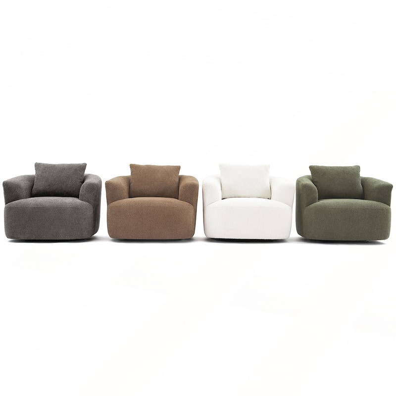 360 Swivel Upholstered Barrel Sofa Chair