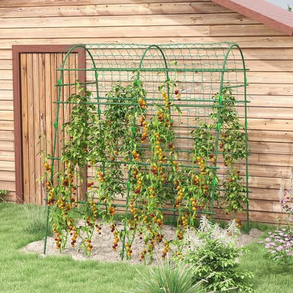 Outsunny Garden Trellis for Climbing Plants Outdoor, 81" Tall, Green