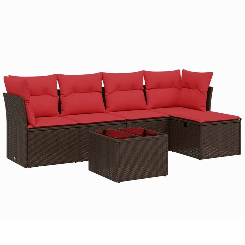 vidaXL Patio Sofa Set with Cushions Outdoor Conversation Furniture Poly Rattan