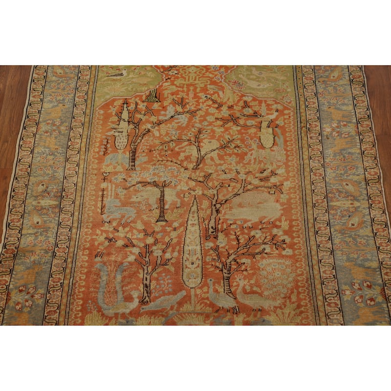 Hand Knotted Oriental 100% Wool Carpet Traditional Floral Oranges & Rust Sarouk Area Rug - 5' 10'' X 4' 2''