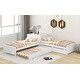 preview thumbnail 5 of 7, L-Shaped Pine Wood Platform Bed, Convertible Trundle, Drawers, Flip Square Table