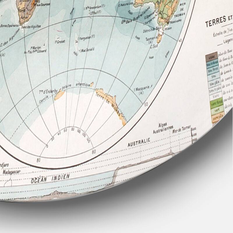 Designart 'Ancient Map of The World II' Rustic Metal Circle Wall Art ...