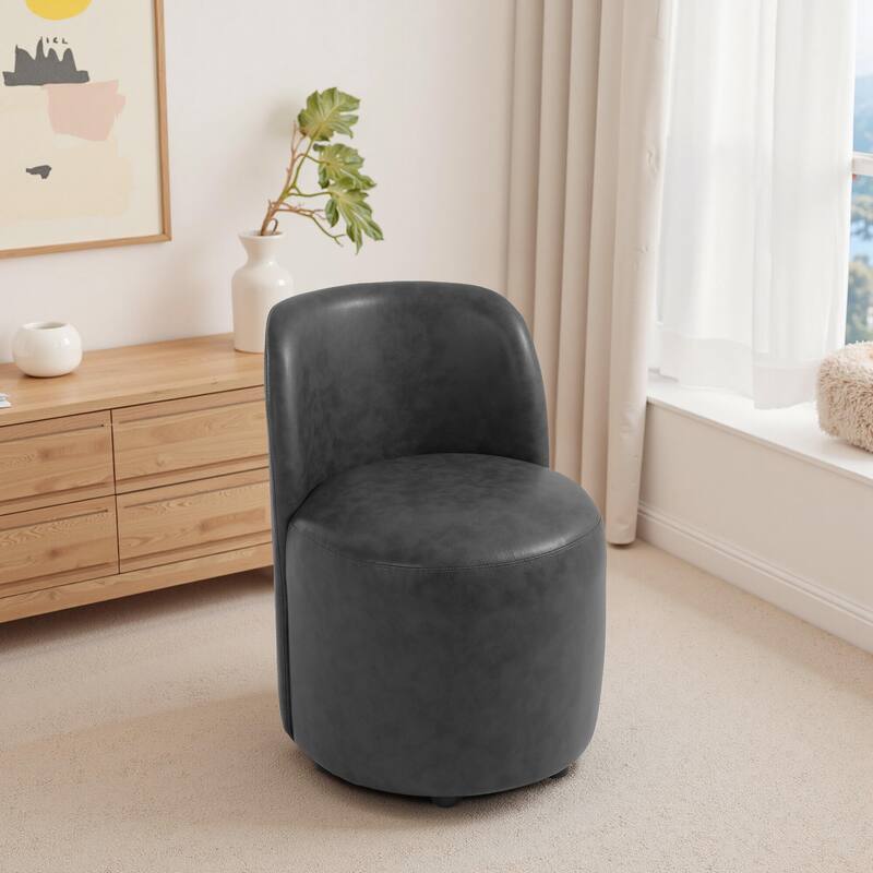 Lumibee 21" W Upholstered Side Dining Chair - Black-Vegan Leather