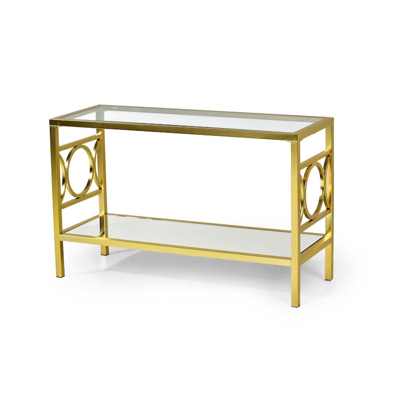 Steve Silver Oria Modern Tempered Glass and Gold Metal 3-Piece Occasional Set