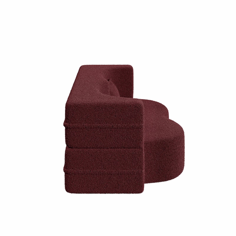 78" Convertible Folding Sofa Bed, Sleeper Sofa with Pillow, Modern Teddy Fabric Floor Loveseat Couch, Foam Mattress Sleeper