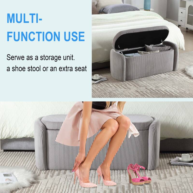 Bedroom Storage Ottoman End Bench with Safety Hinge