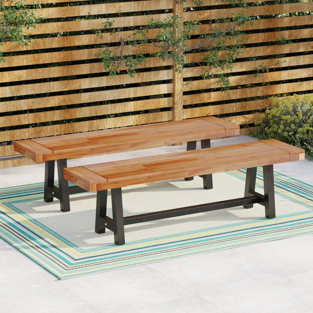 MAISON ARTS 2-Piece Wooden Garden Benches, 2 Wooden Benches