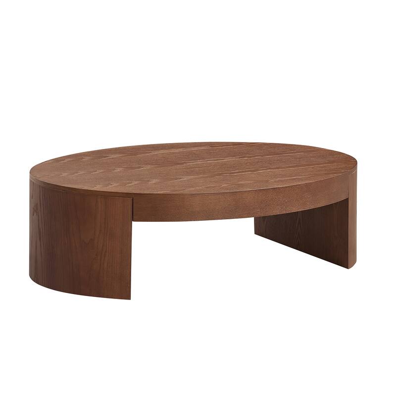 Oval Coffee Table Simple Center Table for Living Room, Walnut Side Table Sofa Table Accent Table Tea Table