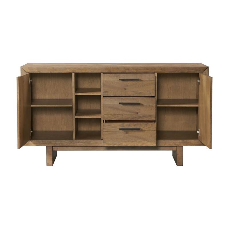 Landmark 66" Wide Sideboard with 3 Drawers and 2 Doors, Weathered Oak