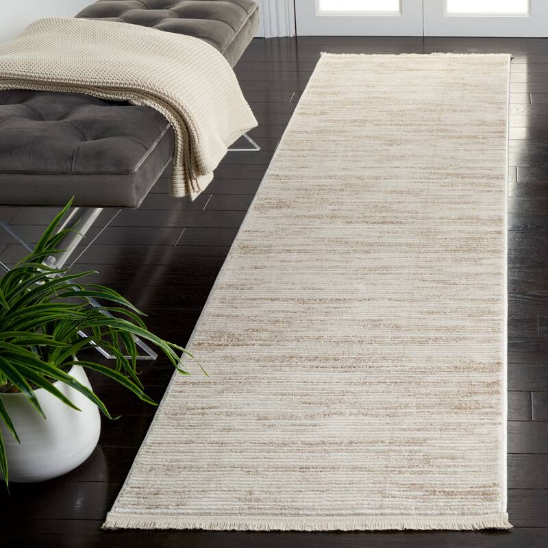 SAFAVIEH Whisper Enrica Contemporary Fringe Rug - 2'2" x 8' Runner - Ivory/Beige