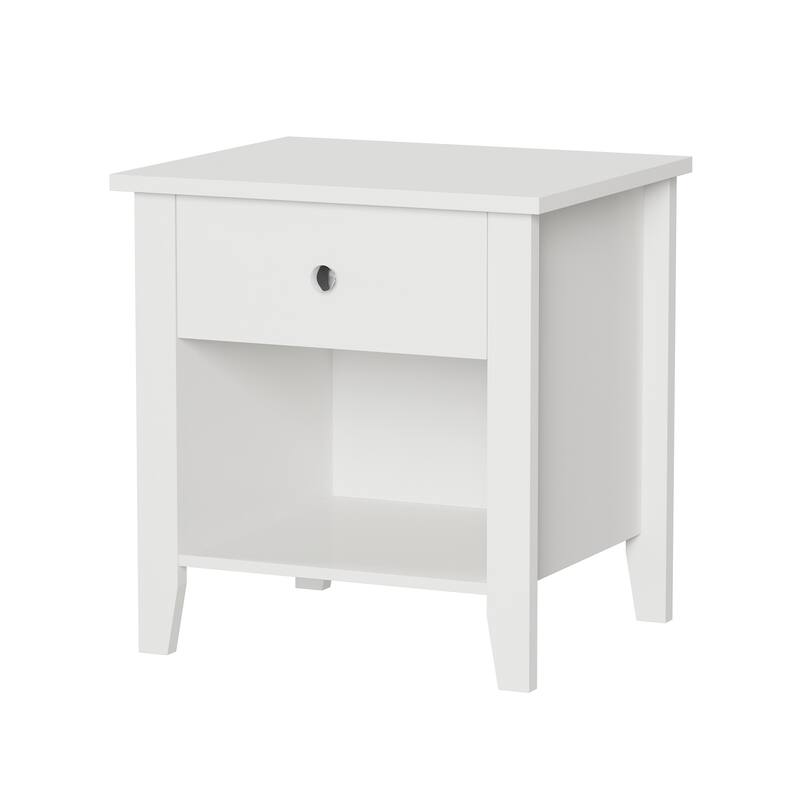 Lavish Home End Table with Drawer and Shelf, White - 1-piece