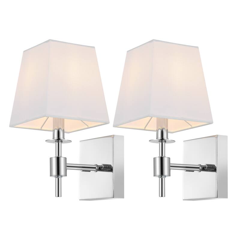 SAFAVIEH Lighting Bara 7-inch Fabric Shade Wall Sconce with Bulbs (Set of 2) - 7.3 In. W x 5.5 In. D x 11.3 In. H - 7Wx6Dx11H