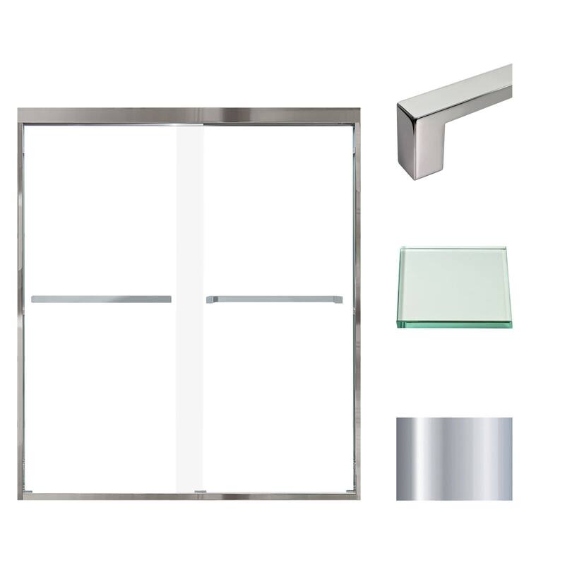 Transolid FBPT607008C-S 70" High x 59" Wide Bypass Frameless Shower - Polished Chrome