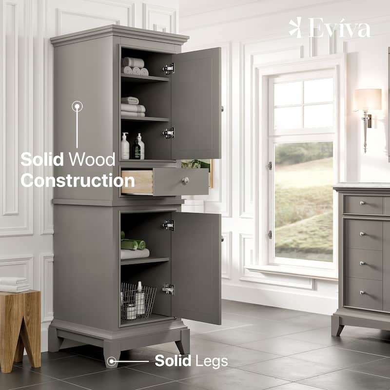 Eviva Elite Stamford 24" Gray Freestanding Linen Cabinet