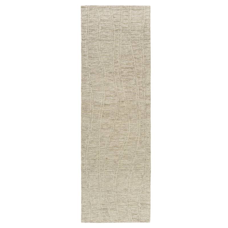 Sevita Light Taupe/Cream Abstract Geometric Hand-Tufted Area Rug - 2'6" x 8'