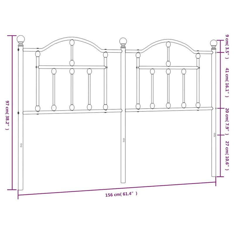 vidaXL 38.2 Inch Metal Headboard, Farmhouse Rustic Headboard Only