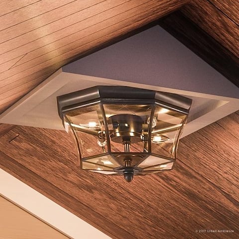 Luxury Colonial Outdoor Ceiling Light, 8"H x 15.25"W, with Tudor Style, Versatile Design, Black Silk Finish