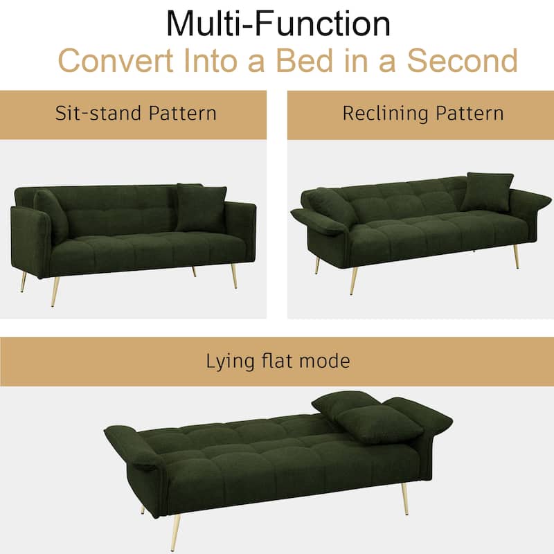 Teddy Velvet Convertible Sofa - Adjustable for Comfort