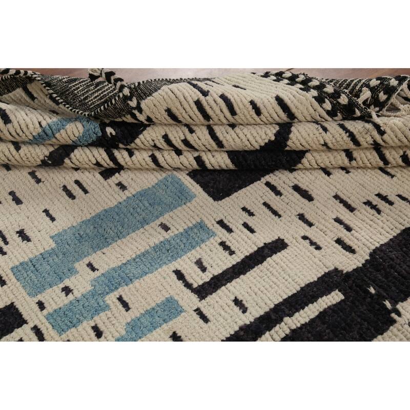 Moroccan Abstract Rug Hand-Knotted Wool Carpet - 7'8"x 10'3"